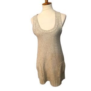 Rubbish vintage beige knitted raceback tank dress with front pockets